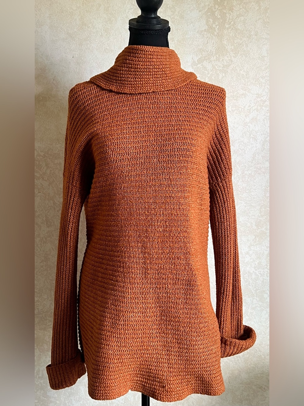Pilcro Burnt Orange Cowl-Neck tunic Sweater